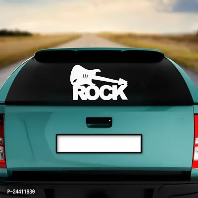 Dikoria Rock Car Sticker, car Stickers for Car Exterior, Glass, Wall, Window | White Color Standard Size (12x12 Inch) | Design-Rock Car Sticker White- D803-thumb2