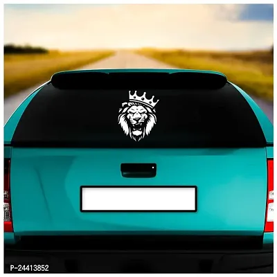 Dikoria Lion King Car Sticker, car Stickers for Car Exterior, Glass, Wall, Window | White Color Standard Size (12x12 Inch) | Design-Lion King Car Sticker White- D241-thumb2