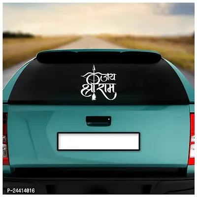 Dikoria Jai Shree Ram Car Sticker, car Stickers for Car Exterior, Glass, Wall, Window | White Color Standard Size (12x12 Inch) | Design-Jai Shree Ram Car Sticker White- D614-thumb2