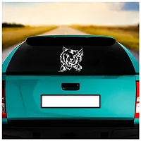 Dikoria Angry Tiger Car Sticker, car Stickers for Car Exterior, Glass, Wall, Window | White Color Standard Size (12x12 Inch) | Design-Angry Tiger Car Sticker White- D217-thumb1