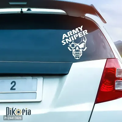 Dikoria Army Sniper Car Sticker, car Stickers for Car Exterior, Glass, Wall, Window | White Color Standard Size (12x12 Inch) | Design-Army Sniper Car Sticker White- D395