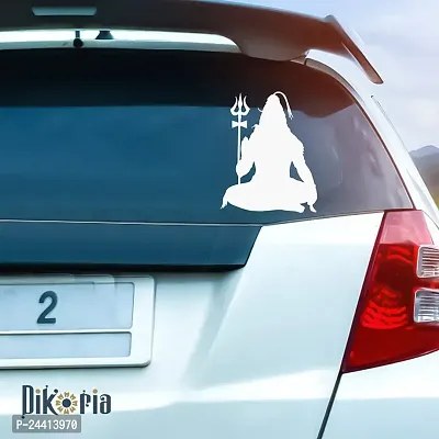 Dikoria Shiva Car Sticker, car Stickers for Car Exterior, Glass, Wall, Window | White Color Standard Size (12x12 Inch) | Design-Shiva Car Sticker White- D596