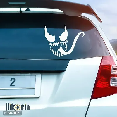 Dikoria Venom Car Sticker, car Stickers for Car Exterior, Glass, Wall, Window | White Color Standard Size (12x12 Inch) | Design-Venom Car Sticker White- D277