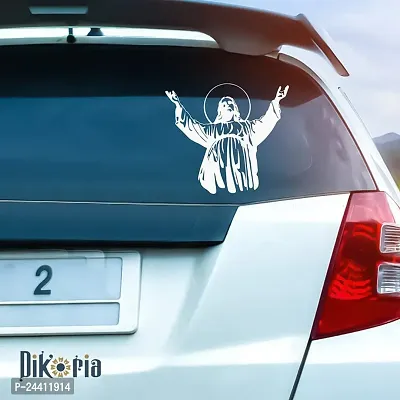 Dikoria Jesus Car Sticker, car Stickers for Car Exterior, Glass, Wall, Window | White Color Standard Size (12x12 Inch) | Design-Jesus Car Sticker White- D990