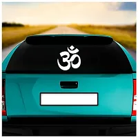 Dikoria Om Car Sticker, car Stickers for Car Exterior, Glass, Wall, Window | White Color Standard Size (12x12 Inch) | Design-Om Car Sticker White- D118-thumb1