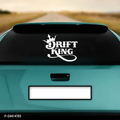 Dikoria Drift King Car Sticker, car Stickers for Car Exterior, Glass, Wall, Window | White Color Standard Size (12x12 Inch) | Design-Drift King Car Sticker White- D823-thumb2