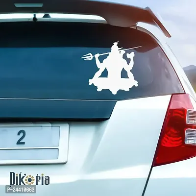 Dikoria Shiva Car Sticker, car Stickers for Car Exterior, Glass, Wall, Window | White Color Standard Size (12x12 Inch) | Design-Shiva Car Sticker White- D731