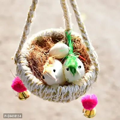 ZOOMKHA Artificial Jute Hanging Birds NEST JHUMAR CHIDIYAN KA GHOSLA-thumb5