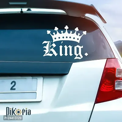 Dikoria King Car Sticker, car Stickers for Car Exterior, Glass, Wall, Window | White Color Standard Size (12x12 Inch) | Design-King Car Sticker White- D467