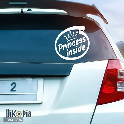 Dikoria Princess Inside Car Sticker, car Stickers for Car Exterior, Glass, Wall, Window | White Color Standard Size (12x12 Inch) | Design-Princess Inside Car Sticker White- D431