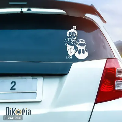 Dikoria Krishna Ji Car Sticker, car Stickers for Car Exterior, Glass, Wall, Window | White Color Standard Size (12x12 Inch) | Design-Krishna Ji Car Sticker White- D567