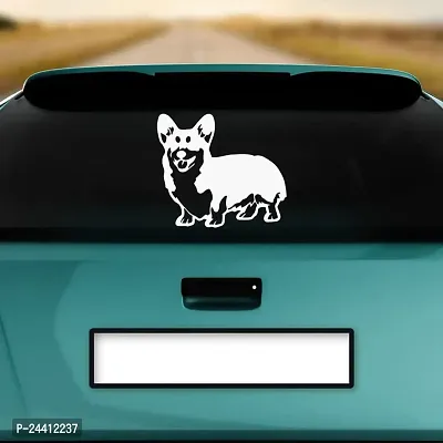 Dikoria Dog Car Sticker, car Stickers for Car Exterior, Glass, Wall, Window | White Color Standard Size (12x12 Inch) | Design-Dog Car Sticker White- D895-thumb2