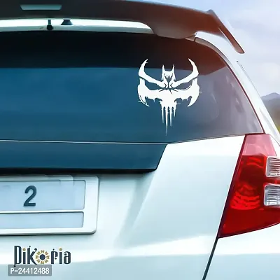 Dikoria Batman with Skull Car Sticker, car Stickers for Car Exterior, Glass, Wall, Window | White Color Standard Size (12x12 Inch) | Design-Batman with Skull Car Sticker White- D477