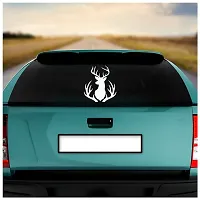 Dikoria Deer Car Sticker, car Stickers for Car Exterior, Glass, Wall, Window | White Color Standard Size (12x12 Inch) | Design-Deer Car Sticker White- D524-thumb1