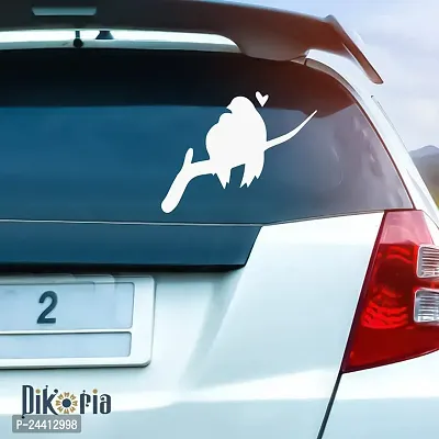 Dikoria Birds Love Car Sticker, car Stickers for Car Exterior, Glass, Wall, Window | White Color Standard Size (12x12 Inch) | Design-Birds Love Car Sticker White- D770-thumb0