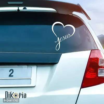 Dikoria Jesus Car Sticker, car Stickers for Car Exterior, Glass, Wall, Window | White Color Standard Size (12x12 Inch) | Design-Jesus Car Sticker White- D337