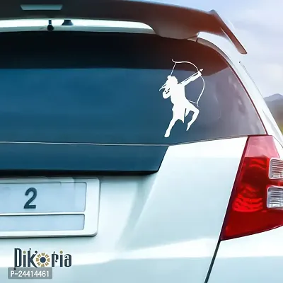 Dikoria Shree Ram Car Sticker, car Stickers for Car Exterior, Glass, Wall, Window | White Color Standard Size (12x12 Inch) | Design-Shree Ram Car Sticker White- D515-thumb0
