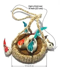 3A FEATURETAIL Artificial Mini Birds with Hanging Jute Nest for School Projects/Model Making or Decoration (2 Set of Nest with 5 Birds Each)-thumb2