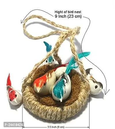 3A FEATURETAIL Artificial Mini Birds with Hanging Jute Nest for School Projects/Model Making or Decoration (2 Set of Nest with 5 Birds Each)-thumb3