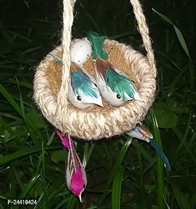 3A FEATURETAIL Artificial Mini Birds with Hanging Jute Nest for School Projects/Model Making or Decoration (2 Set of Nest with 5 Birds Each)-thumb4