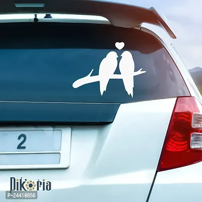 Dikoria Birds Love Car Sticker, car Stickers for Car Exterior, Glass, Wall, Window | White Color Standard Size (12x12 Inch) | Design-Birds Love Car Sticker White- D717