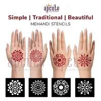 Apcute Henna Stencil for Full Hand Set of 13pc Combo | Temporary Tattoo Mehandi Stencil Stickers for Full Hand for Girls, Women | Easy to use in 4 Steps Design-13pc-174-175-214-215-thumb2