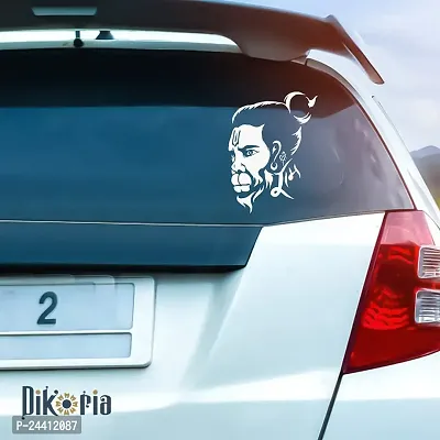 Dikoria Hanuman Ji Car Sticker, car Stickers for Car Exterior, Glass, Wall, Window | White Color Standard Size (12x12 Inch) | Design-Hanuman Ji Car Sticker White- D20