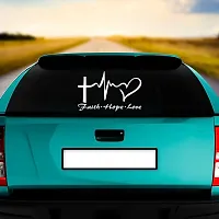 Dikoria Faith Home Love Car Sticker, car Stickers for Car Exterior, Glass, Wall, Window | White Color Standard Size (12x12 Inch) | Design-Faith Home Love Car Sticker White- D315-thumb1