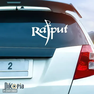 Dikoria Rajput Car Sticker, car Stickers for Car Exterior, Glass, Wall, Window | White Color Standard Size (12x12 Inch) | Design-Rajput Car Sticker White- D521