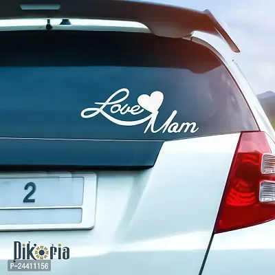 Dikoria Love You Mom Car Sticker, car Stickers for Car Exterior, Glass, Wall, Window | White Color Standard Size (12x12 Inch) | Design-Love You Mom Car Sticker White- D847-thumb0