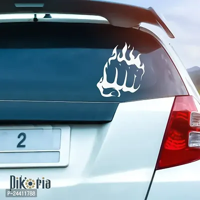 Dikoria Hand Punch Car Sticker, car Stickers for Car Exterior, Glass, Wall, Window | White Color Standard Size (12x12 Inch) | Design-Hand Punch Car Sticker White- D131