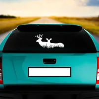 Dikoria Deer Car Sticker, car Stickers for Car Exterior, Glass, Wall, Window | White Color Standard Size (12x12 Inch) | Design-Deer Car Sticker White- D105-thumb1