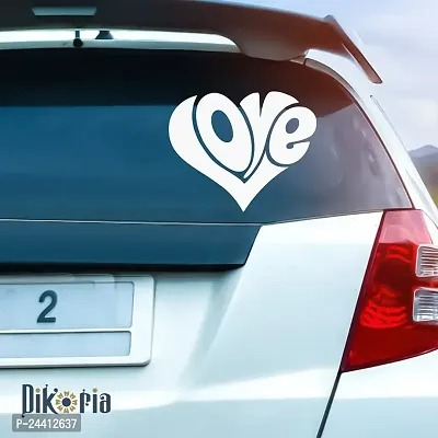 Dikoria Love Car Sticker, car Stickers for Car Exterior, Glass, Wall, Window | White Color Standard Size (12x12 Inch) | Design-Love Car Sticker White- D694