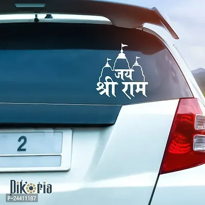 Dikoria Jai Shree Ram Car Sticker, car Stickers for Car Exterior, Glass, Wall, Window | White Color Standard Size (12x12 Inch) | Design-Jai Shree Ram Car Sticker White- D845