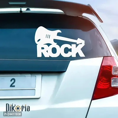 Dikoria Rock Car Sticker, car Stickers for Car Exterior, Glass, Wall, Window | White Color Standard Size (12x12 Inch) | Design-Rock Car Sticker White- D803