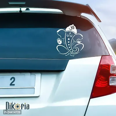 Dikoria Ganesh Car Sticker, car Stickers for Car Exterior, Glass, Wall, Window | White Color Standard Size (12x12 Inch) | Design-Ganesh Car Sticker White- D989