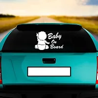 Dikoria Baby On Board Car Sticker, car Stickers for Car Exterior, Glass, Wall, Window | White Color Standard Size (12x12 Inch) | Design-Baby On Board Car Sticker White- D343-thumb1