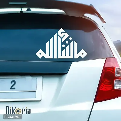 Dikoria Masha Allah Car Sticker, car Stickers for Car Exterior, Glass, Wall, Window | White Color Standard Size (12x12 Inch) | Design-Masha Allah Car Sticker White- D677