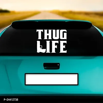 Dikoria Thug Life Car Sticker, car Stickers for Car Exterior, Glass, Wall, Window | White Color Standard Size (12x12 Inch) | Design-Thug Life Car Sticker White- D185-thumb2