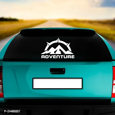 Dikoria Adventure Car Sticker, car Stickers for Car Exterior, Glass, Wall, Window | White Color Standard Size (12x12 Inch) | Design-Adventure Car Sticker White- D168-thumb2