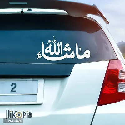 Dikoria Masha Allah Car Sticker, car Stickers for Car Exterior, Glass, Wall, Window | White Color Standard Size (12x12 Inch) | Design-Masha Allah Car Sticker White- D674