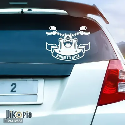 Dikoria Born to Ride Car Sticker, car Stickers for Car Exterior, Glass, Wall, Window | White Color Standard Size (12x12 Inch) | Design-Born to Ride Car Sticker White- D19