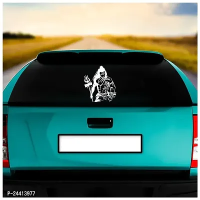 Dikoria Mahadev Car Sticker, car Stickers for Car Exterior, Glass, Wall, Window | White Color Standard Size (12x12 Inch) | Design-Mahadev Car Sticker White- D37-thumb2