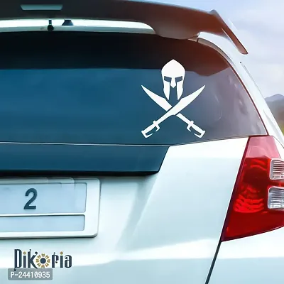 Dikoria Sword with Mask Car Sticker, car Stickers for Car Exterior, Glass, Wall, Window | White Color Standard Size (12x12 Inch) | Design-Sword with Mask Car Sticker White- D368