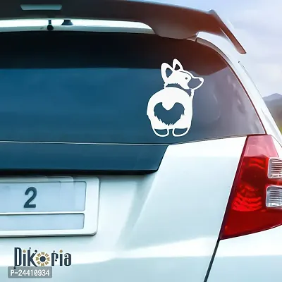 Dikoria Dog Car Sticker, car Stickers for Car Exterior, Glass, Wall, Window | White Color Standard Size (12x12 Inch) | Design-Dog Car Sticker White- D897