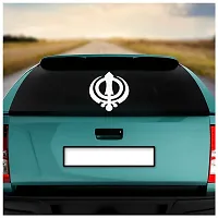 Dikoria Nishan Sahib Car Sticker, car Stickers for Car Exterior, Glass, Wall, Window | White Color Standard Size (12x12 Inch) | Design-Nishan Sahib Car Sticker White- D546-thumb1