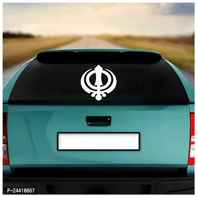 Dikoria Nishan Sahib Car Sticker, car Stickers for Car Exterior, Glass, Wall, Window | White Color Standard Size (12x12 Inch) | Design-Nishan Sahib Car Sticker White- D546-thumb2