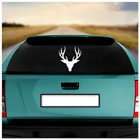 Dikoria Deer Car Sticker, car Stickers for Car Exterior, Glass, Wall, Window | White Color Standard Size (12x12 Inch) | Design-Deer Car Sticker White- D607-thumb1