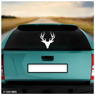 Dikoria Deer Car Sticker, car Stickers for Car Exterior, Glass, Wall, Window | White Color Standard Size (12x12 Inch) | Design-Deer Car Sticker White- D607-thumb2