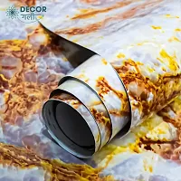 D?COR GALI Self Adhesive White and Golden Marble Texture Waterproof Vinyl Wallpaper Stickers for Wooden Door, Wardrobe, Wall, PVC Wall Papers Design-2X8 Feet-thumb2